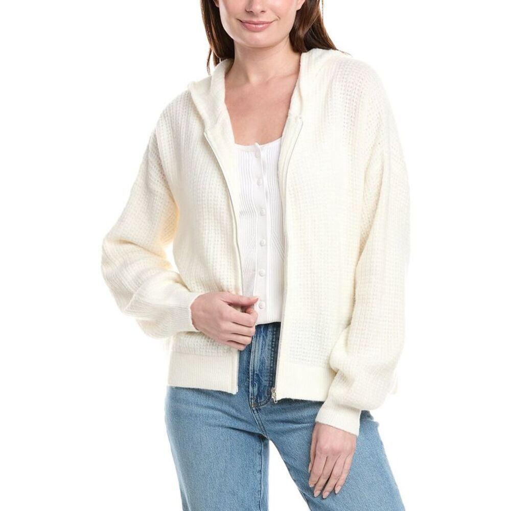 Labiz Womens  Lalamia Zip Knit Wool & Alpaca-Blend Hoodie Jacket, White